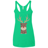 T-Shirts Envy / X-Small Kawaii Christmas Reindeer Women's Triblend Racerback Tank