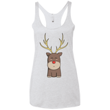 T-Shirts Heather White / X-Small Kawaii Christmas Reindeer Women's Triblend Racerback Tank