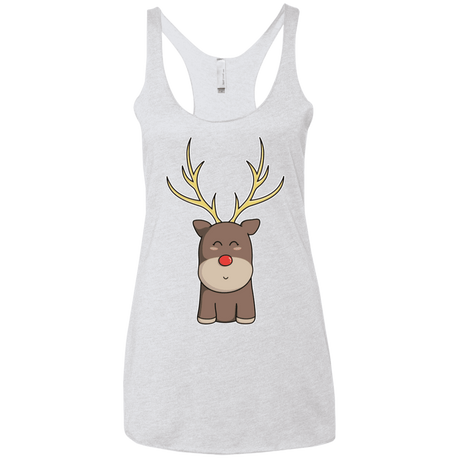 T-Shirts Heather White / X-Small Kawaii Christmas Reindeer Women's Triblend Racerback Tank