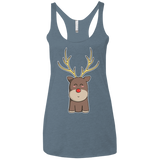 T-Shirts Indigo / X-Small Kawaii Christmas Reindeer Women's Triblend Racerback Tank