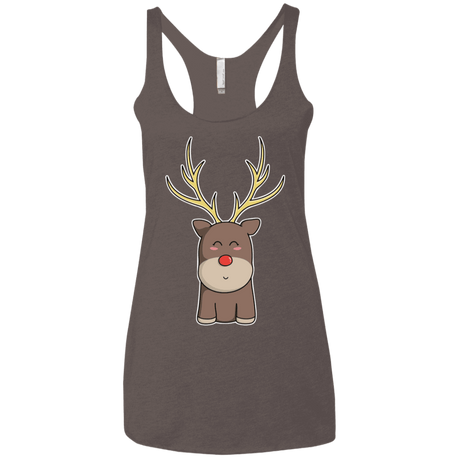 T-Shirts Macchiato / X-Small Kawaii Christmas Reindeer Women's Triblend Racerback Tank