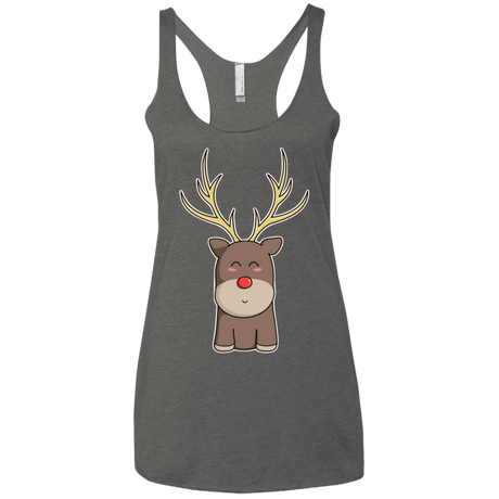 T-Shirts Premium Heather / X-Small Kawaii Christmas Reindeer Women's Triblend Racerback Tank