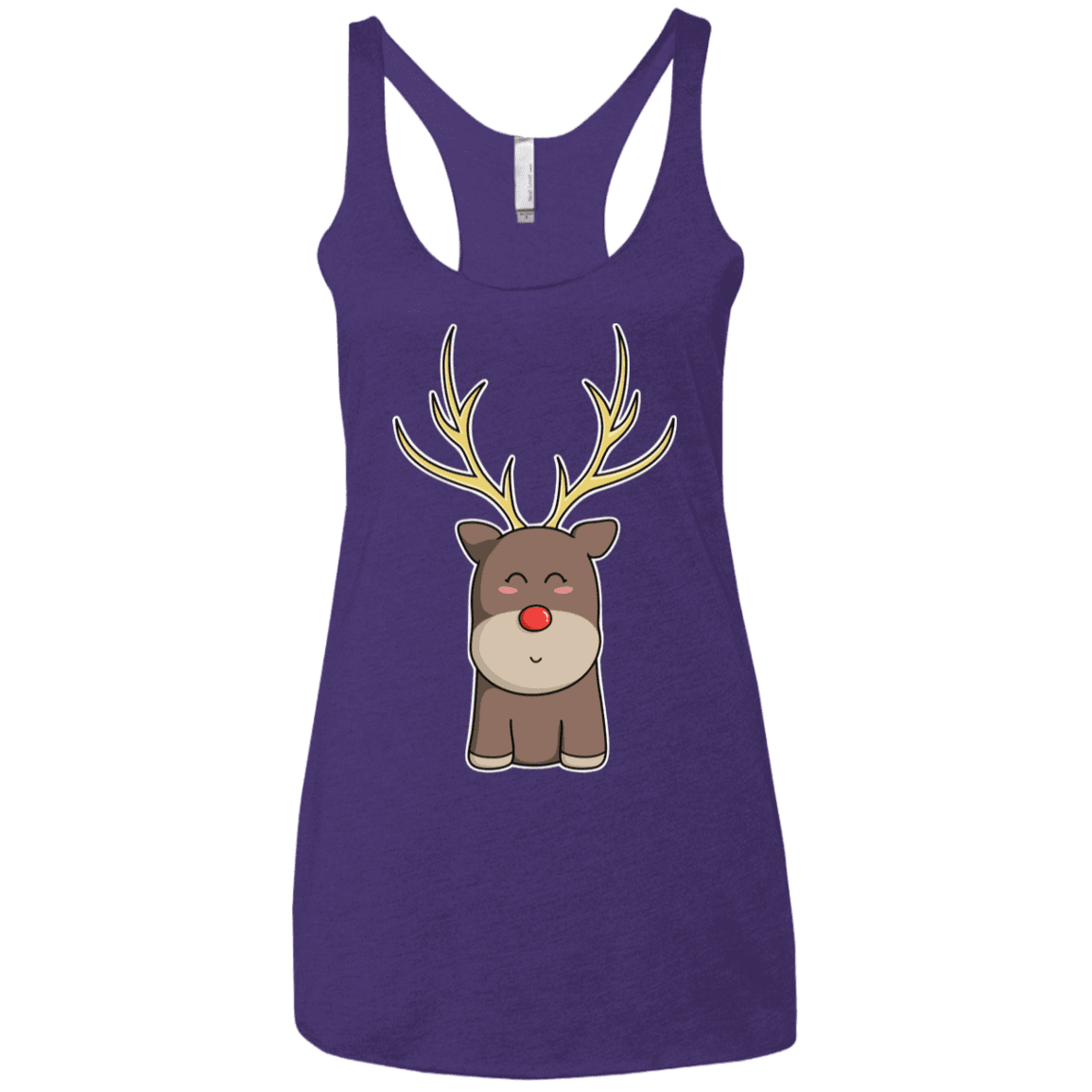 T-Shirts Purple Rush / X-Small Kawaii Christmas Reindeer Women's Triblend Racerback Tank