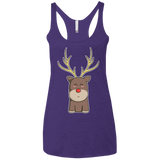 T-Shirts Purple Rush / X-Small Kawaii Christmas Reindeer Women's Triblend Racerback Tank