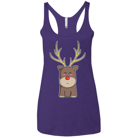 T-Shirts Purple Rush / X-Small Kawaii Christmas Reindeer Women's Triblend Racerback Tank