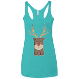 T-Shirts Tahiti Blue / X-Small Kawaii Christmas Reindeer Women's Triblend Racerback Tank