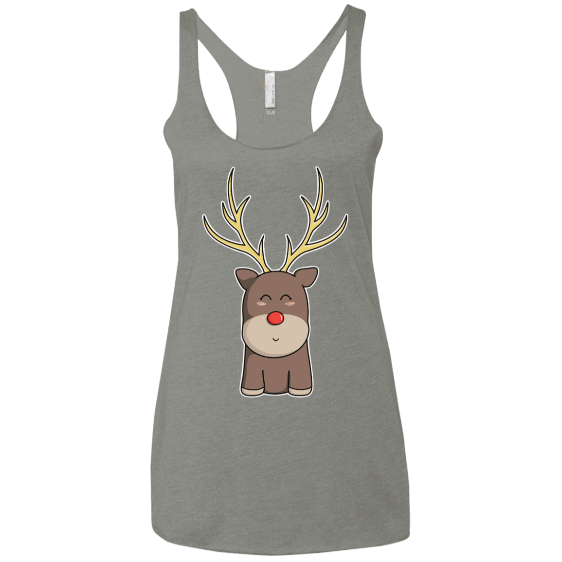 T-Shirts Venetian Grey / X-Small Kawaii Christmas Reindeer Women's Triblend Racerback Tank