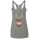 T-Shirts Venetian Grey / X-Small Kawaii Christmas Reindeer Women's Triblend Racerback Tank