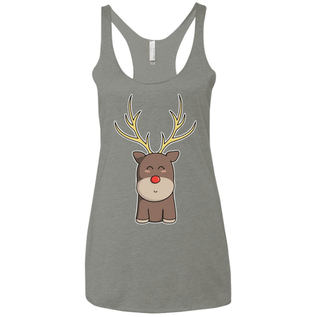 T-Shirts Venetian Grey / X-Small Kawaii Christmas Reindeer Women's Triblend Racerback Tank