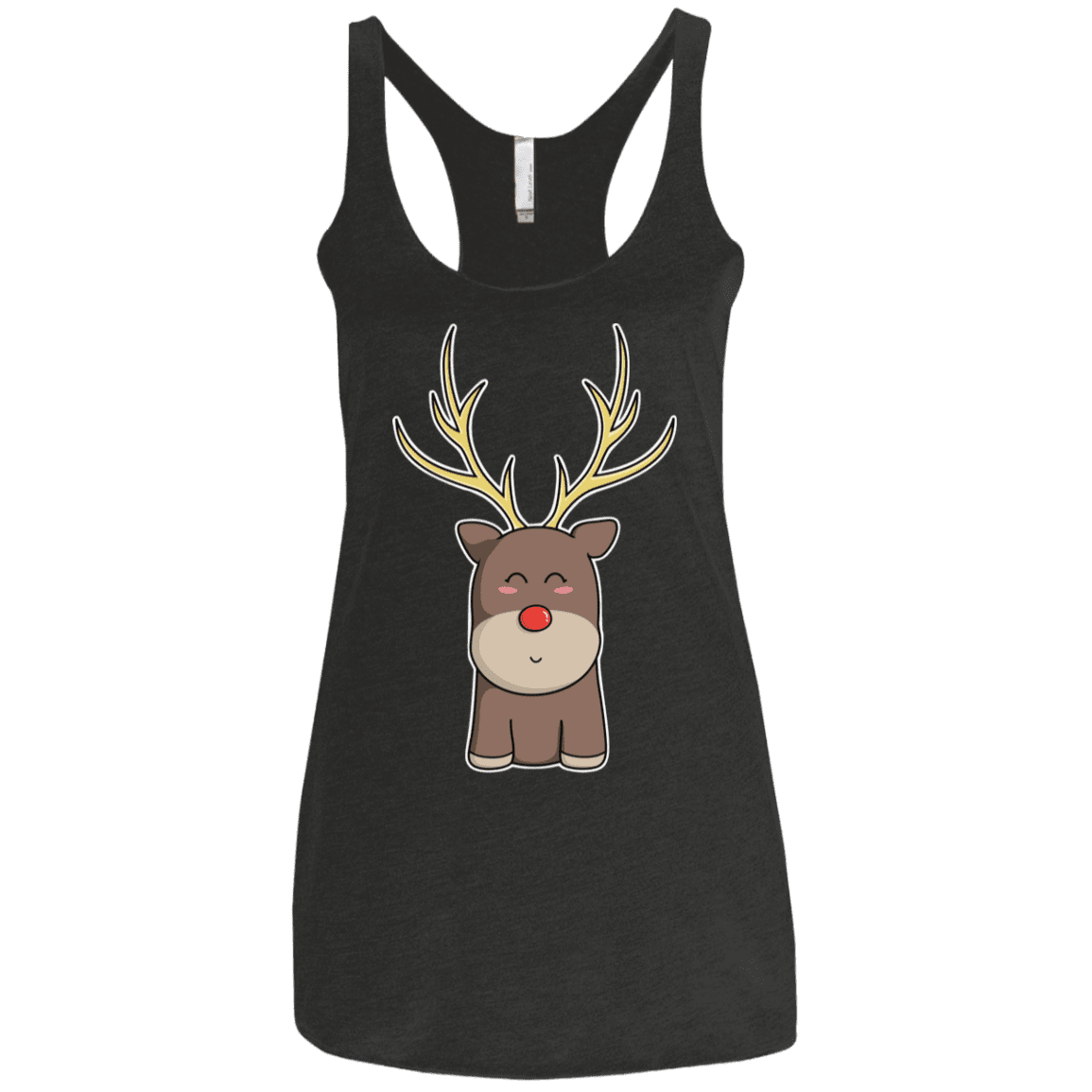 T-Shirts Vintage Black / X-Small Kawaii Christmas Reindeer Women's Triblend Racerback Tank