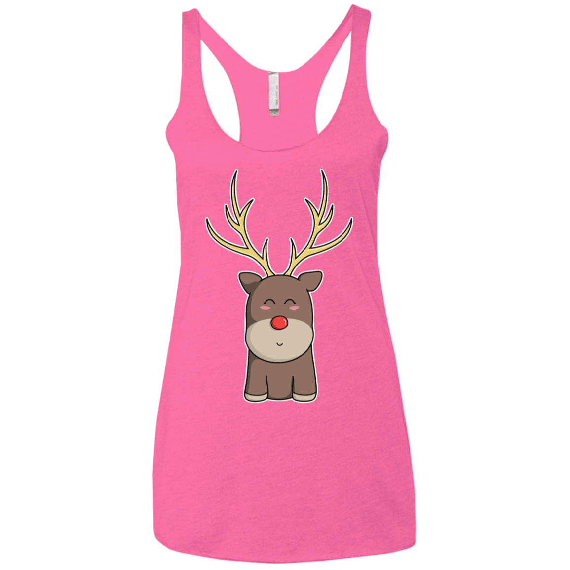 T-Shirts Vintage Pink / X-Small Kawaii Christmas Reindeer Women's Triblend Racerback Tank