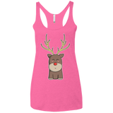 T-Shirts Vintage Pink / X-Small Kawaii Christmas Reindeer Women's Triblend Racerback Tank