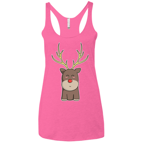 T-Shirts Vintage Pink / X-Small Kawaii Christmas Reindeer Women's Triblend Racerback Tank