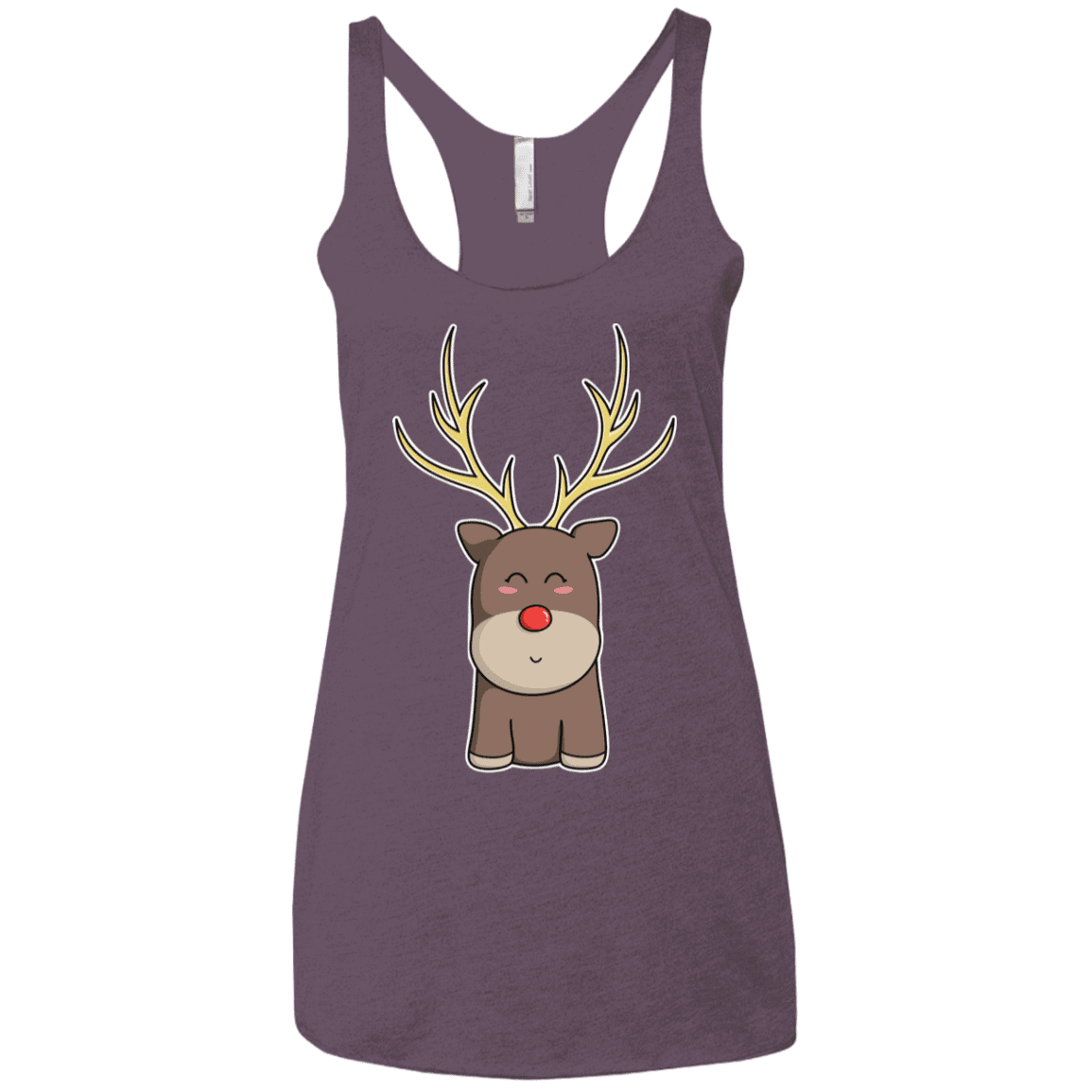 T-Shirts Vintage Purple / X-Small Kawaii Christmas Reindeer Women's Triblend Racerback Tank