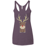 T-Shirts Vintage Purple / X-Small Kawaii Christmas Reindeer Women's Triblend Racerback Tank