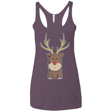 T-Shirts Vintage Purple / X-Small Kawaii Christmas Reindeer Women's Triblend Racerback Tank