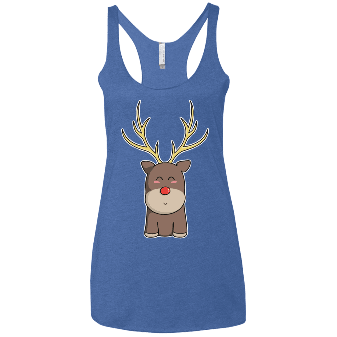 T-Shirts Vintage Royal / X-Small Kawaii Christmas Reindeer Women's Triblend Racerback Tank