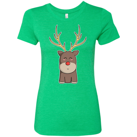 T-Shirts Envy / S Kawaii Christmas Reindeer Women's Triblend T-Shirt