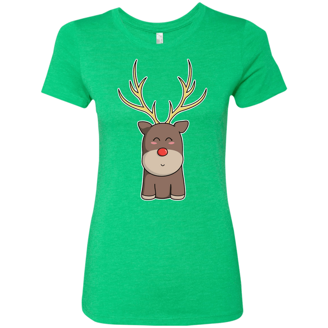 T-Shirts Envy / S Kawaii Christmas Reindeer Women's Triblend T-Shirt