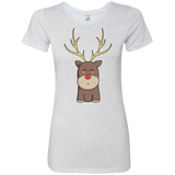 T-Shirts Heather White / S Kawaii Christmas Reindeer Women's Triblend T-Shirt