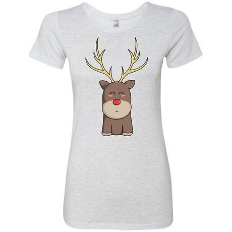 T-Shirts Heather White / S Kawaii Christmas Reindeer Women's Triblend T-Shirt