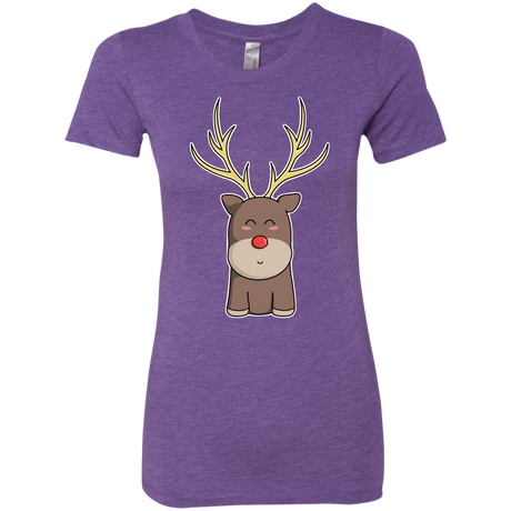 T-Shirts Purple Rush / S Kawaii Christmas Reindeer Women's Triblend T-Shirt