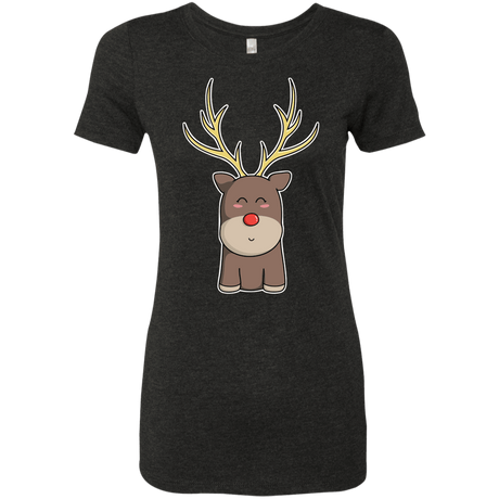 T-Shirts Vintage Black / S Kawaii Christmas Reindeer Women's Triblend T-Shirt