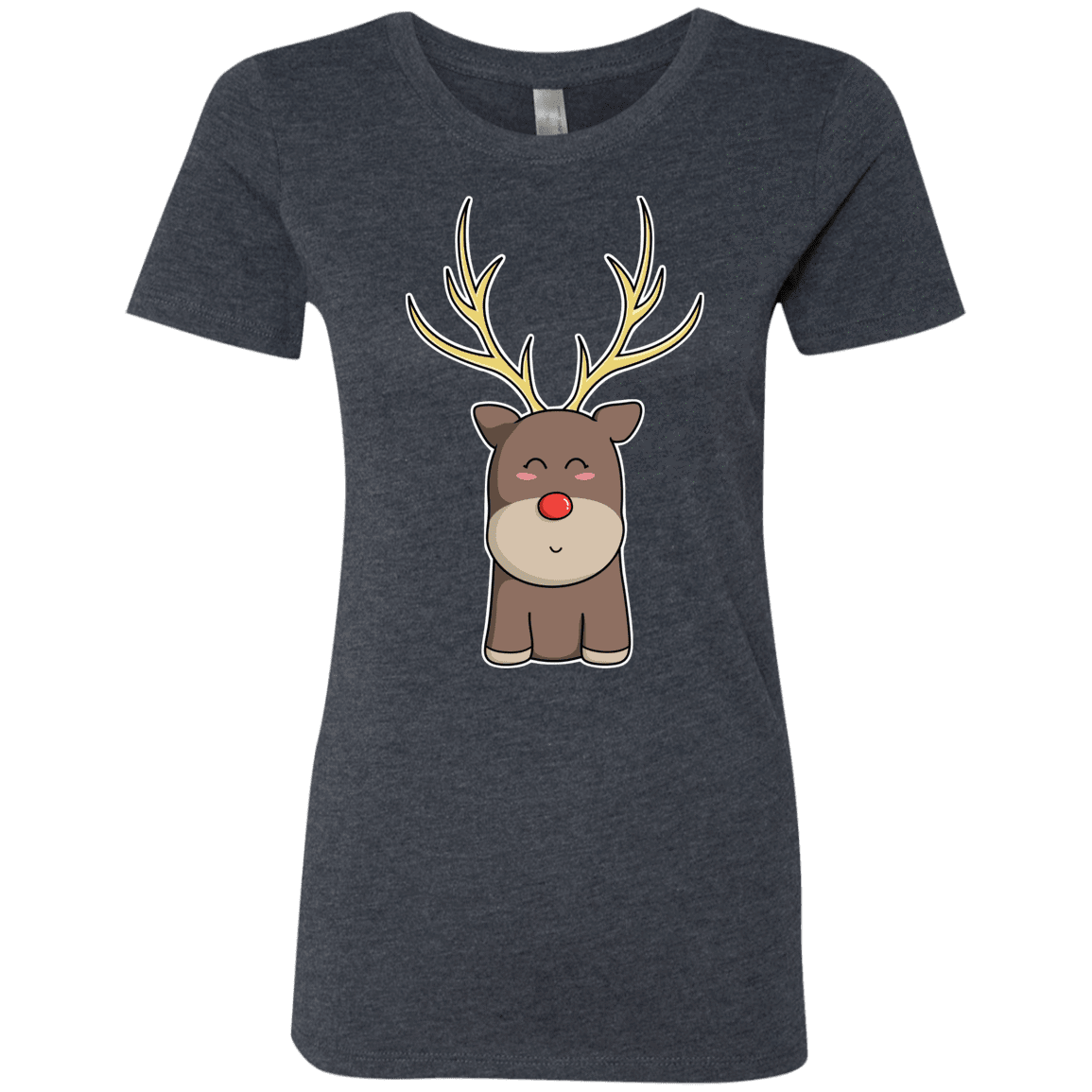 T-Shirts Vintage Navy / S Kawaii Christmas Reindeer Women's Triblend T-Shirt