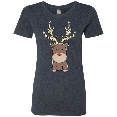 T-Shirts Vintage Navy / S Kawaii Christmas Reindeer Women's Triblend T-Shirt