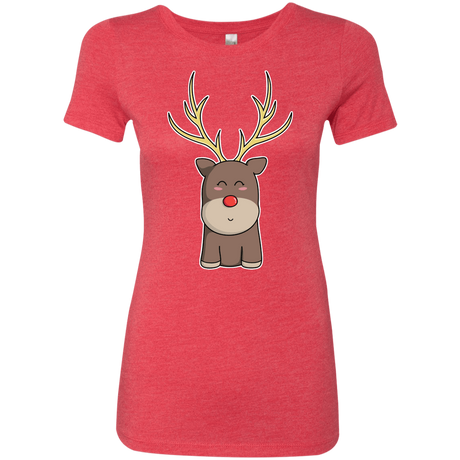 T-Shirts Vintage Red / S Kawaii Christmas Reindeer Women's Triblend T-Shirt