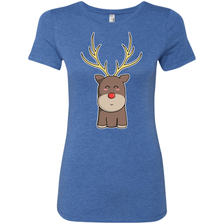 T-Shirts Vintage Royal / S Kawaii Christmas Reindeer Women's Triblend T-Shirt