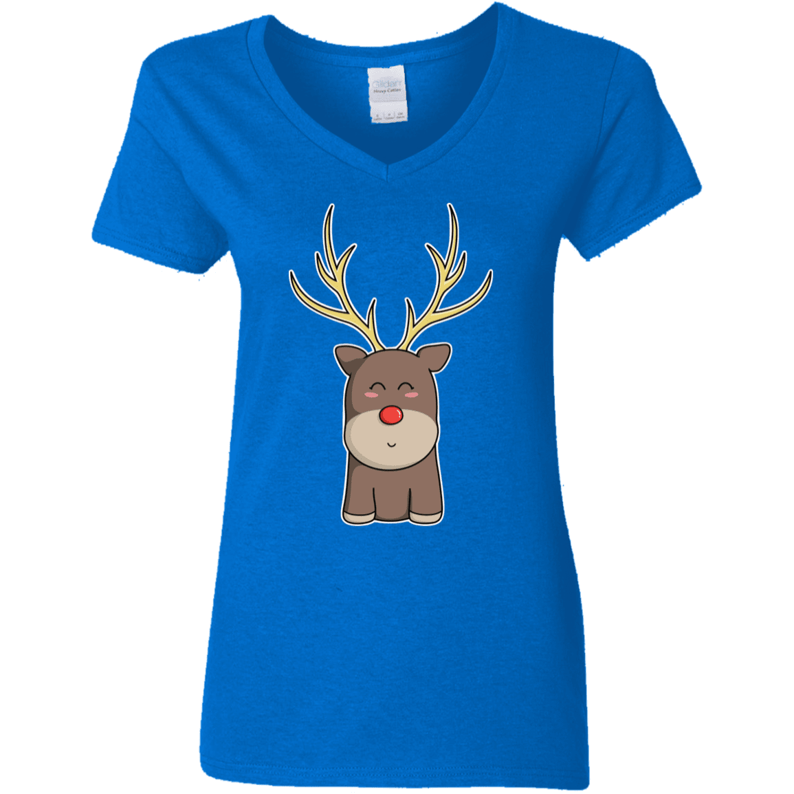 T-Shirts Royal / S Kawaii Christmas Reindeer Women's V-Neck T-Shirt