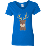 T-Shirts Royal / S Kawaii Christmas Reindeer Women's V-Neck T-Shirt