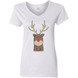 T-Shirts White / S Kawaii Christmas Reindeer Women's V-Neck T-Shirt