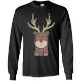 T-Shirts Black / YS Kawaii Christmas Reindeer Youth Long Sleeve T-Shirt