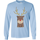 T-Shirts Light Blue / YS Kawaii Christmas Reindeer Youth Long Sleeve T-Shirt
