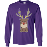 T-Shirts Purple / YS Kawaii Christmas Reindeer Youth Long Sleeve T-Shirt