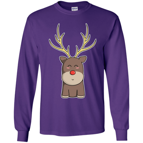 T-Shirts Purple / YS Kawaii Christmas Reindeer Youth Long Sleeve T-Shirt