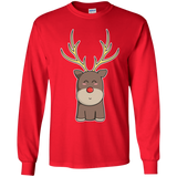 T-Shirts Red / YS Kawaii Christmas Reindeer Youth Long Sleeve T-Shirt