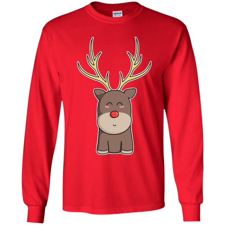 T-Shirts Red / YS Kawaii Christmas Reindeer Youth Long Sleeve T-Shirt