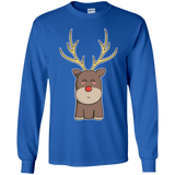 T-Shirts Royal / YS Kawaii Christmas Reindeer Youth Long Sleeve T-Shirt