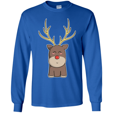 T-Shirts Royal / YS Kawaii Christmas Reindeer Youth Long Sleeve T-Shirt