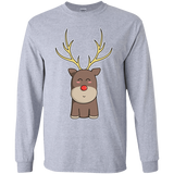 T-Shirts Sport Grey / YS Kawaii Christmas Reindeer Youth Long Sleeve T-Shirt