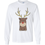 T-Shirts White / YS Kawaii Christmas Reindeer Youth Long Sleeve T-Shirt
