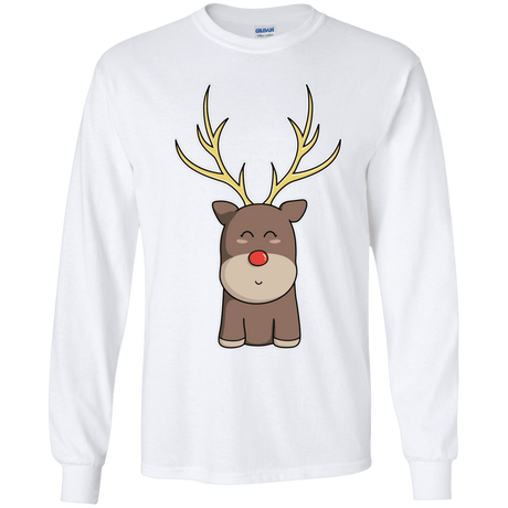 T-Shirts White / YS Kawaii Christmas Reindeer Youth Long Sleeve T-Shirt