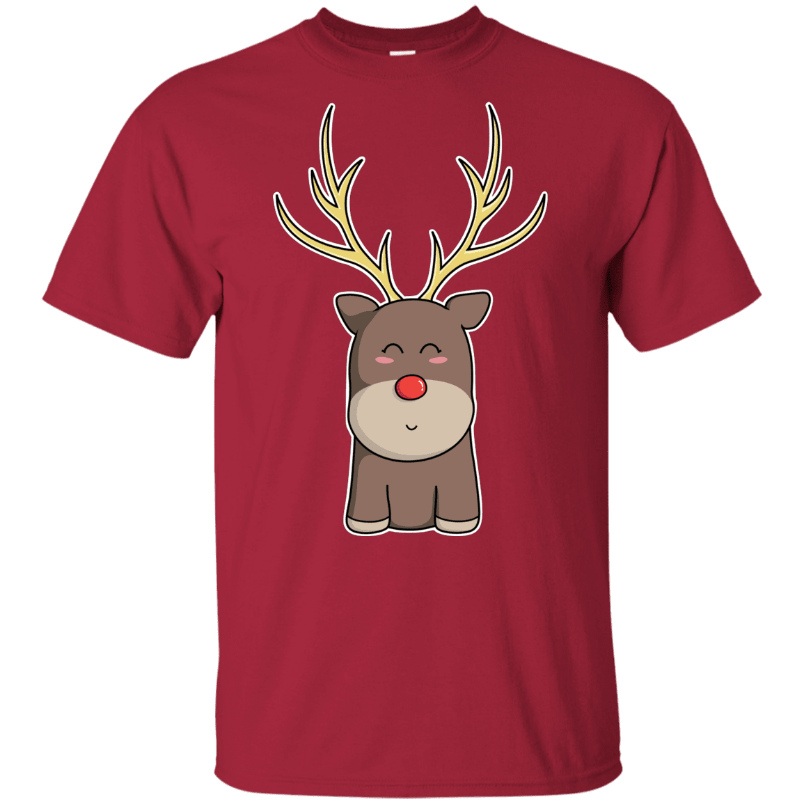 T-Shirts Cardinal / YXS Kawaii Christmas Reindeer Youth T-Shirt