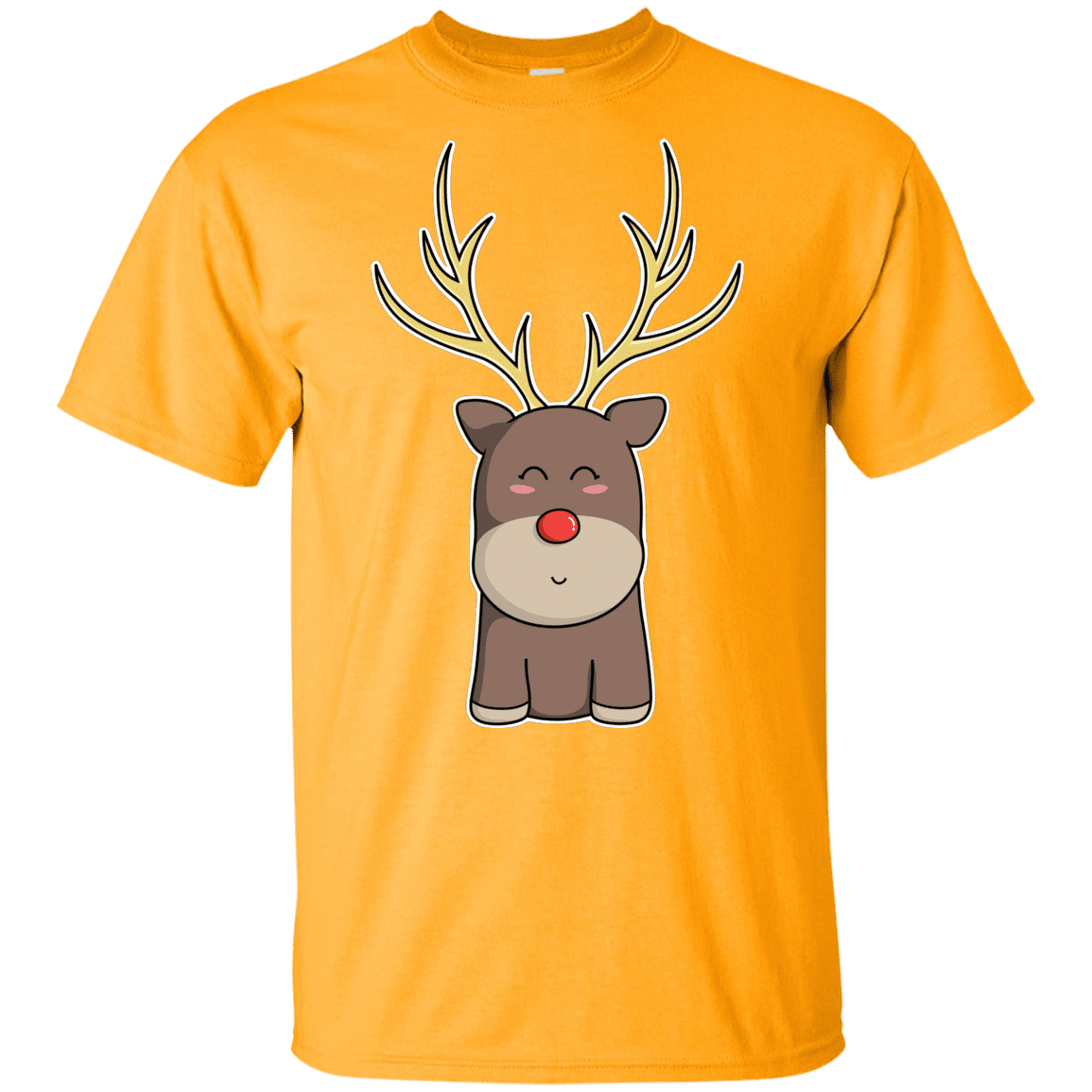 T-Shirts Gold / YXS Kawaii Christmas Reindeer Youth T-Shirt