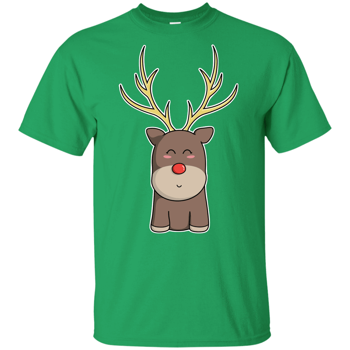 T-Shirts Irish Green / YXS Kawaii Christmas Reindeer Youth T-Shirt