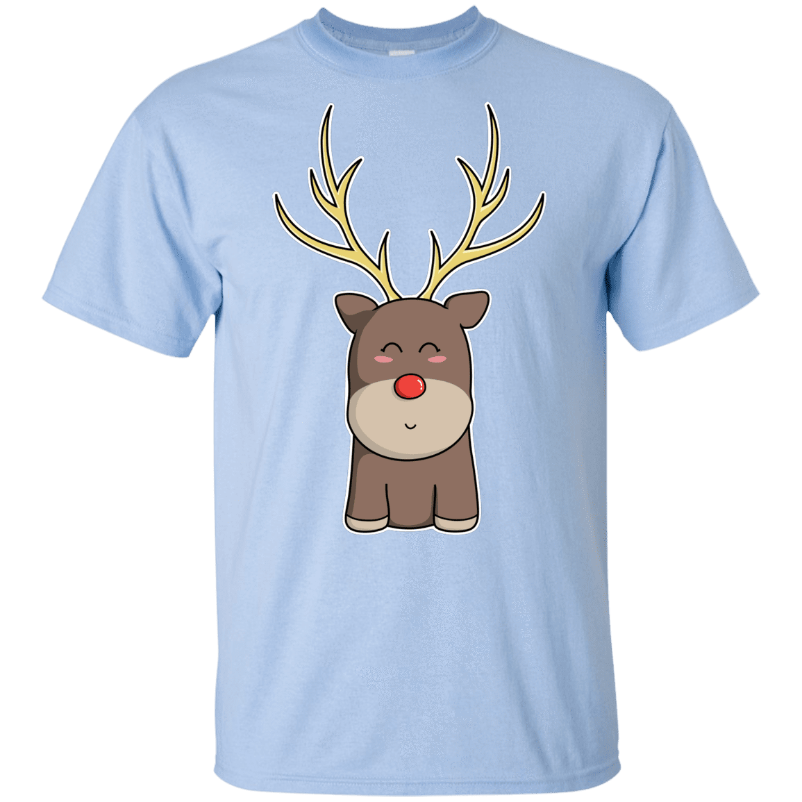 T-Shirts Light Blue / YXS Kawaii Christmas Reindeer Youth T-Shirt