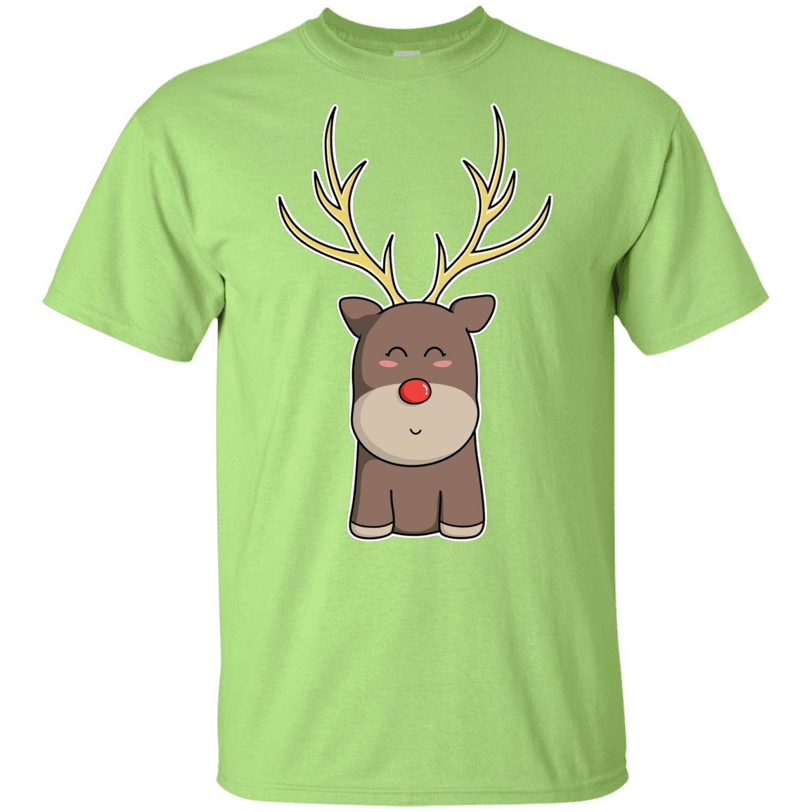 T-Shirts Mint Green / YXS Kawaii Christmas Reindeer Youth T-Shirt